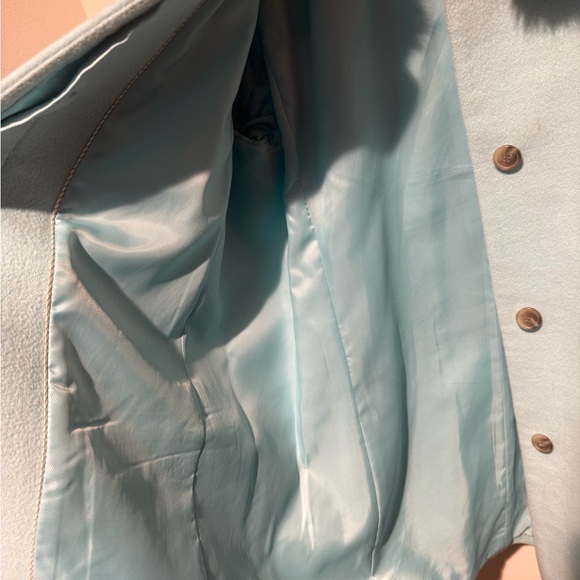 Vintage Talbots Powder Blue Pea Coat With Removable Fur Collar size S - Picture 5 of 5